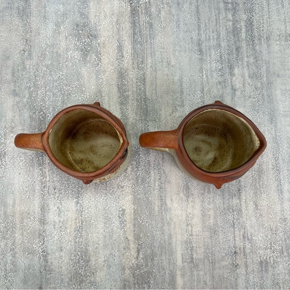 2 Face Mugs Man & Woman Art Pottery UCTICI Gempo Japan Moustache Vtg 3D - Picture 5 of 9